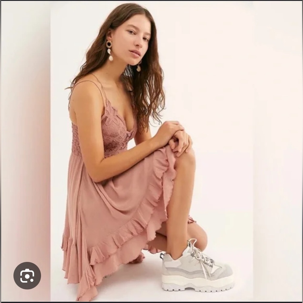 Free People Adela adella slip dress rose pink XS NWT